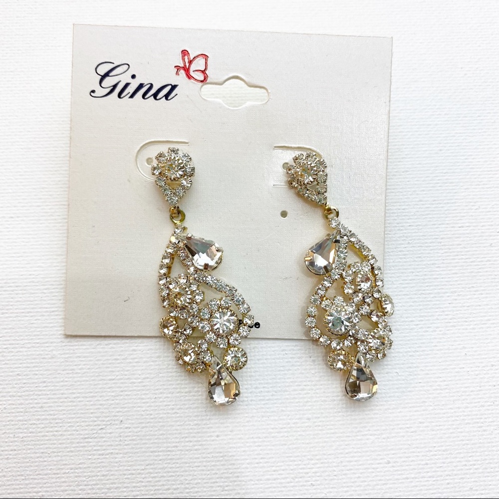 💕Clear Crystal post drop chandelier event earrings